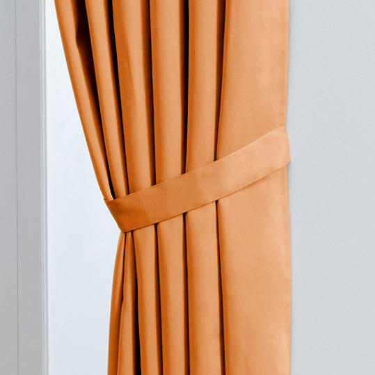 Thermal Blackout Ready Made Tape Top Curtains + Tie Backs (Orange)