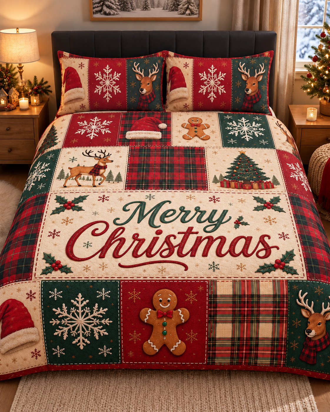 Merry Christmas Patchwork Duvet Cover Set
