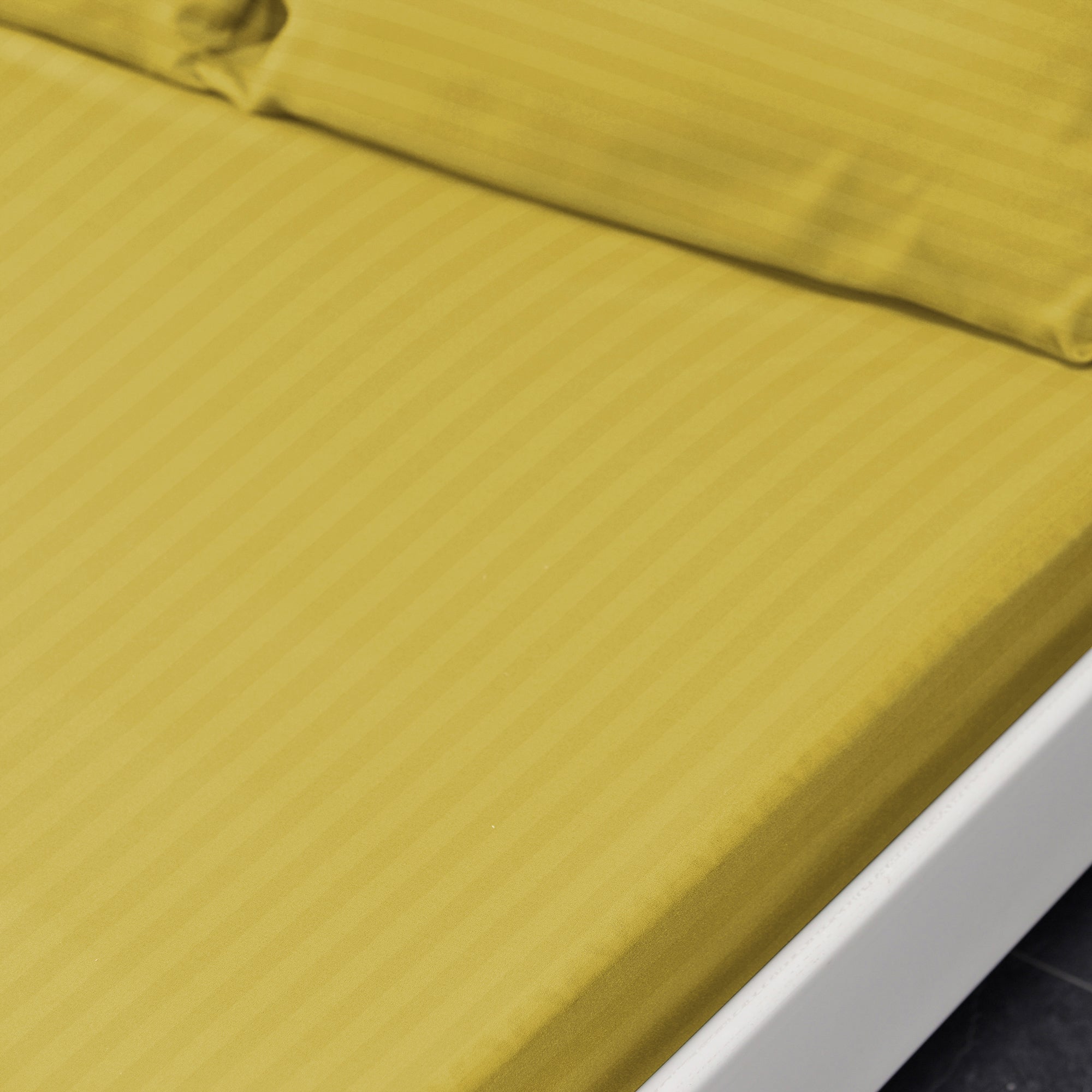 Striped Microfibre Fitted Bed Sheet (Ochre)