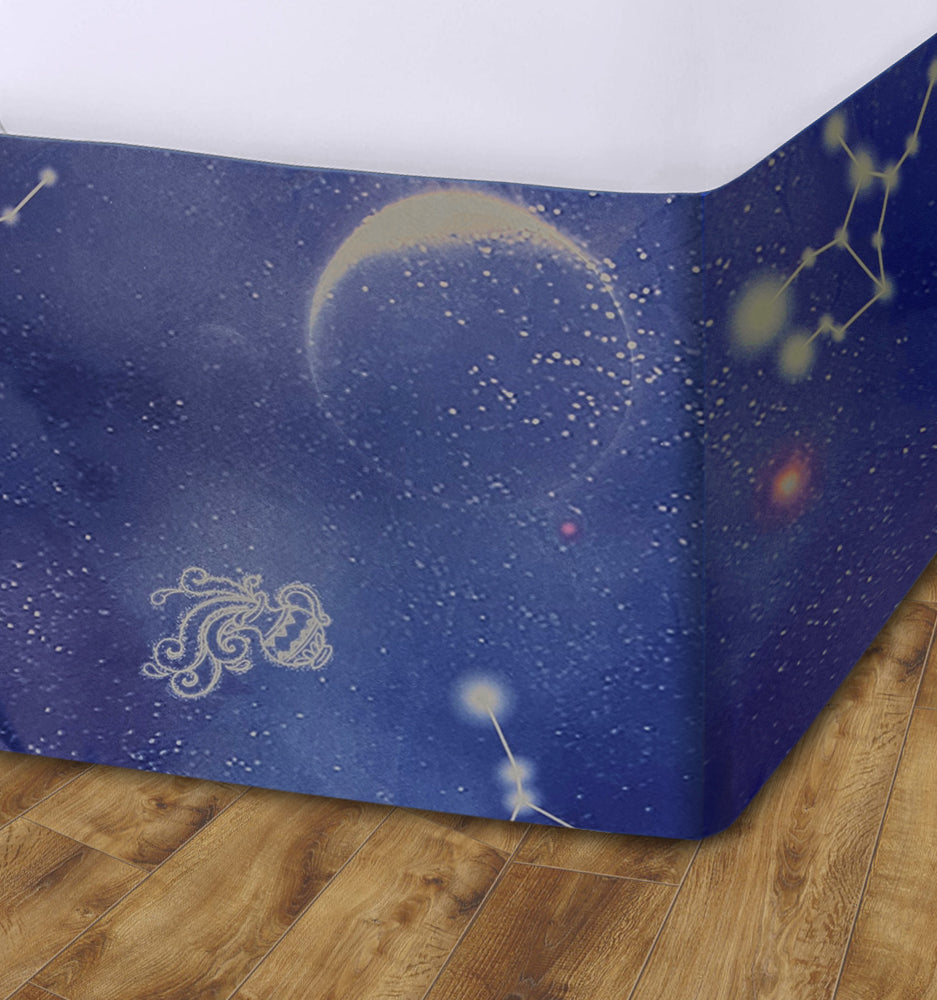 Zodiac Night Sky Elasticated Divan Bed Valance (Blue)