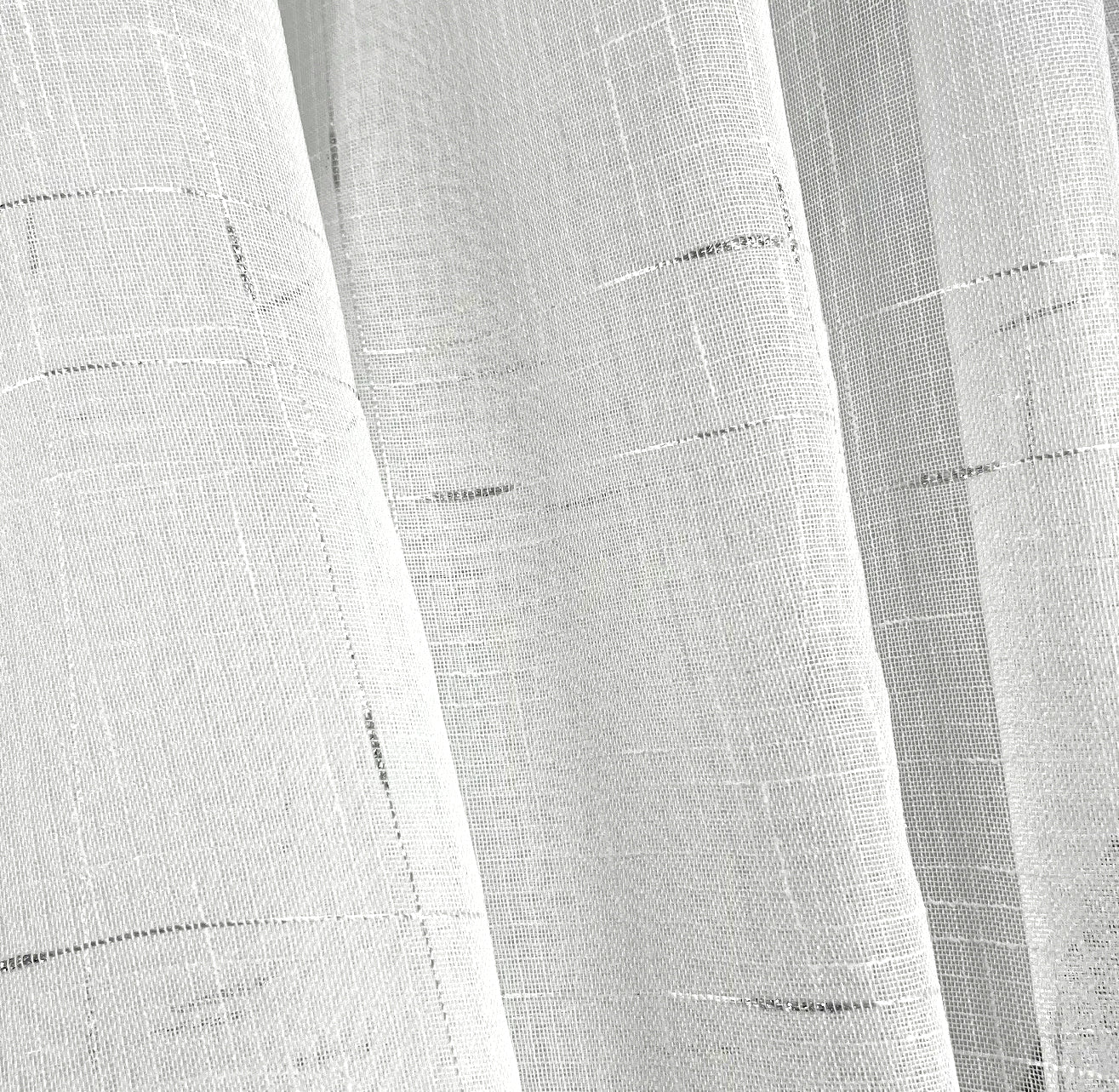Celest Voile Eyelet Curtain Panel - Elegant Metallic Silver Threads (White)