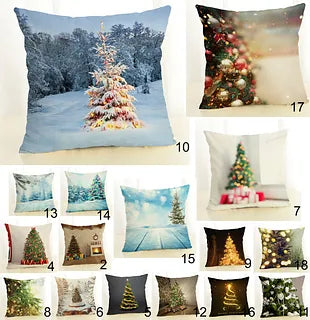 Christmas Cushion Covers Linen Effect 18" x 18" (45cm x 45cm)