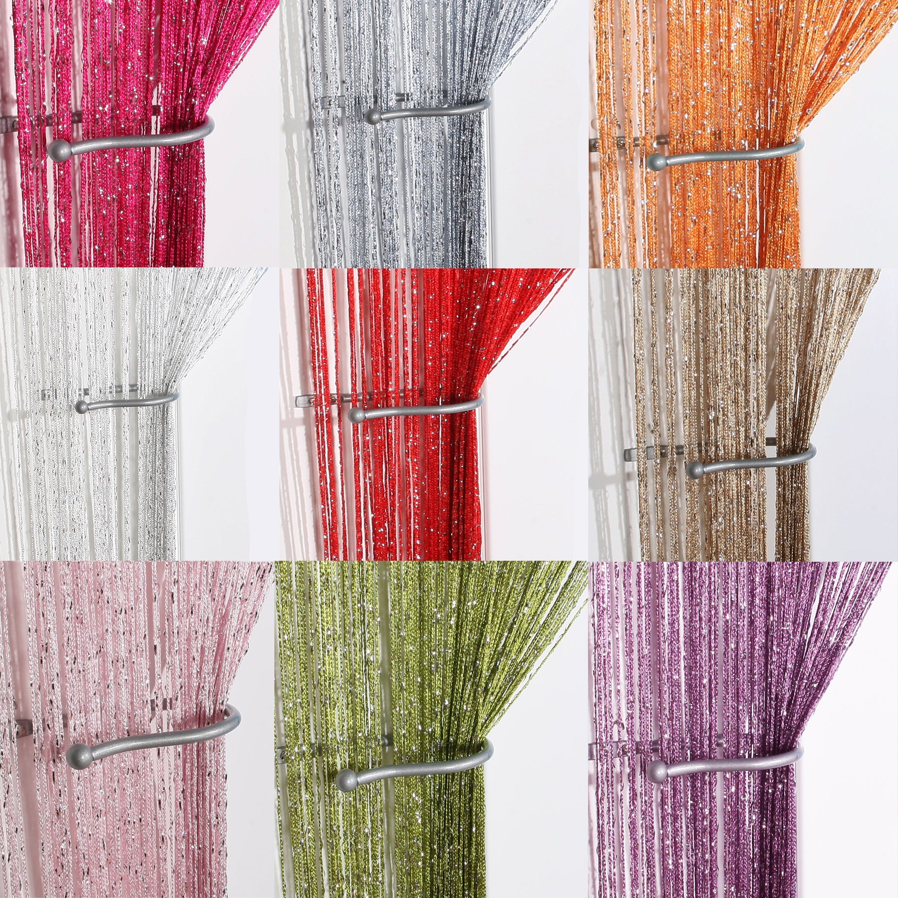 'Jazz Glitter String Curtain Panel' White