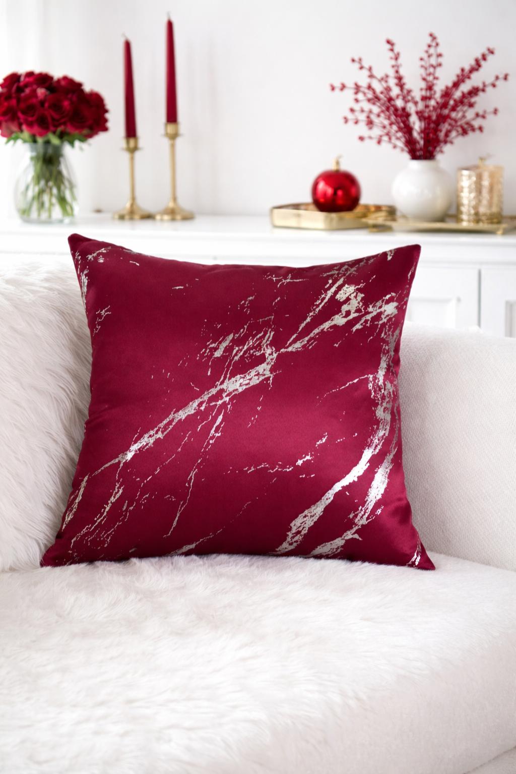 Elyse Red Thermal Blackout Pencil Pleat Curtains With Silver Foil (Red/Silver)