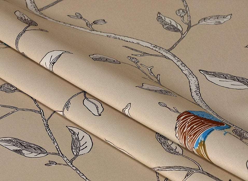 Bird Thermal Blackout Ready Made Eyelet Curtain (Natural)