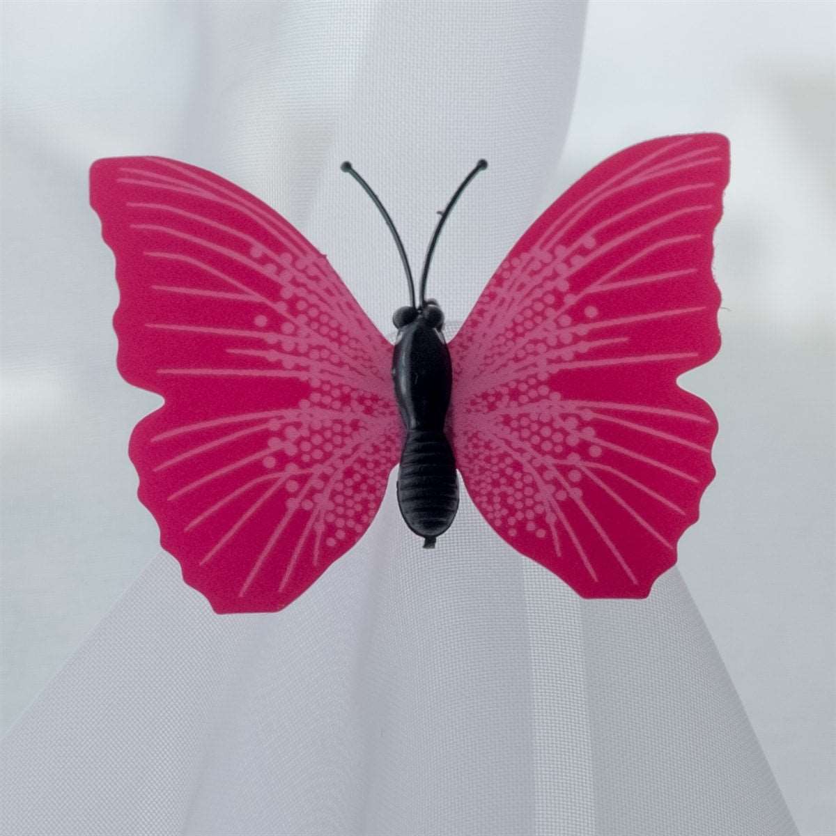 Butterfly Voile Curtain Blind With Matching Piping (Fuchsia)