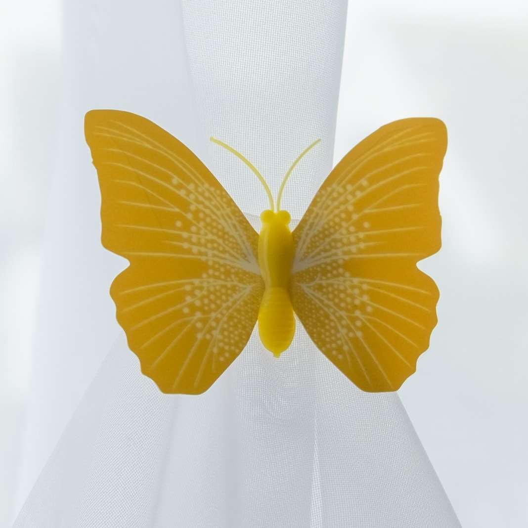 Butterfly Voile Curtain Blind With Matching Piping (Yellow)