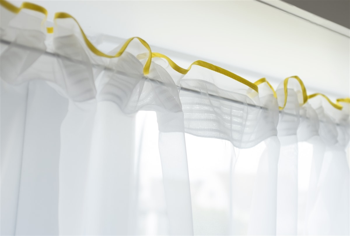 Butterfly Voile Curtain Blind With Matching Piping (Yellow)