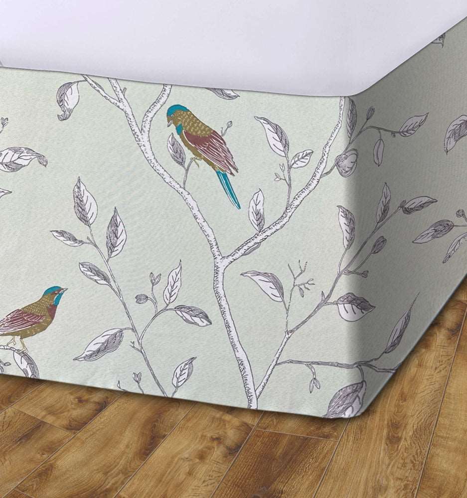 Bird Elasticated Divan Bed Valance (Aqua)