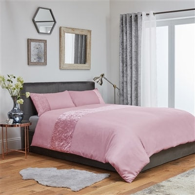 Chloe Crushed Velvet Duvet Cover Bedding Set - Pink