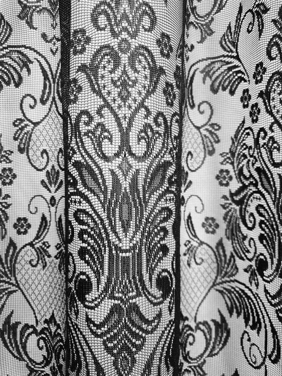 Damask Net Curtains (Black)