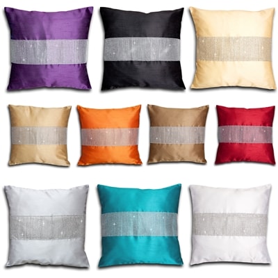 Diamante Faux Silk Cushion Covers 18 x 18"