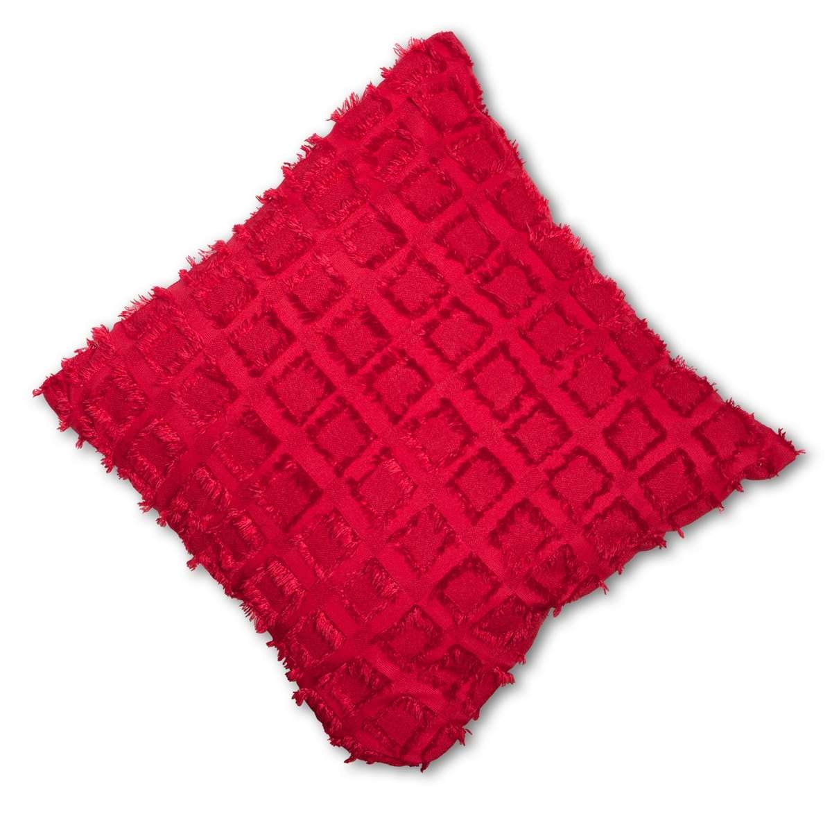 Elsa Red Faux Silk Eyelet Curtain Panel With Luxurious Fur Top