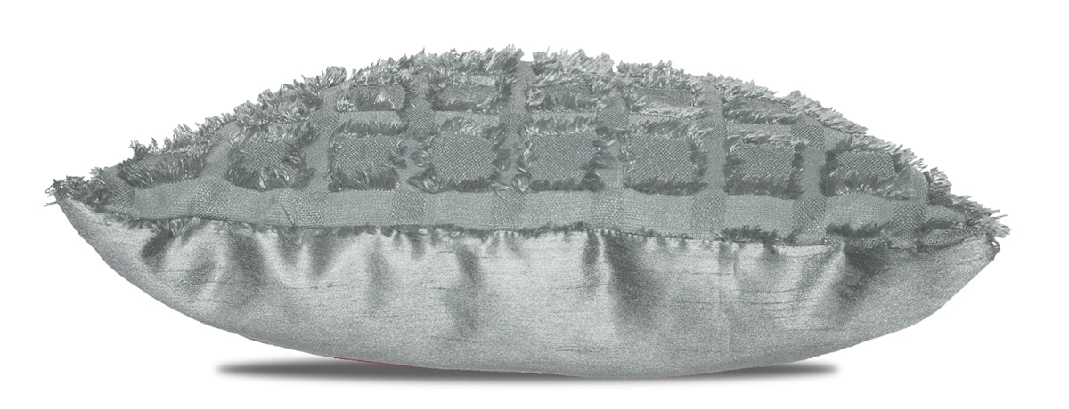 Elsa Silver Faux Silk Eyelet Curtain Panel With Luxurious Fur Top