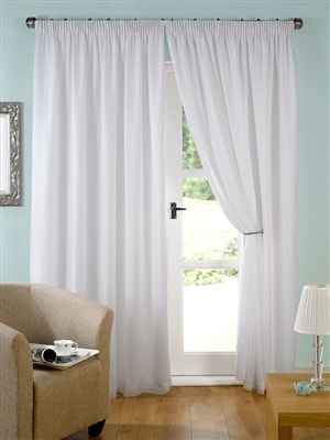 'Evie' Lined White Tape Top Voile Curtain