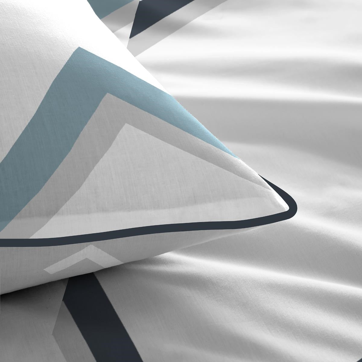 Fractured Lines 100% Cotton Reversible Duvet Cover And Pillowcase Set (Navy)