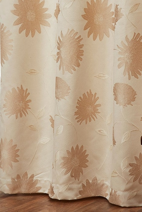 Freya Floral Fully Lined Pencil Pleat Tape Top Curtains (Cream)