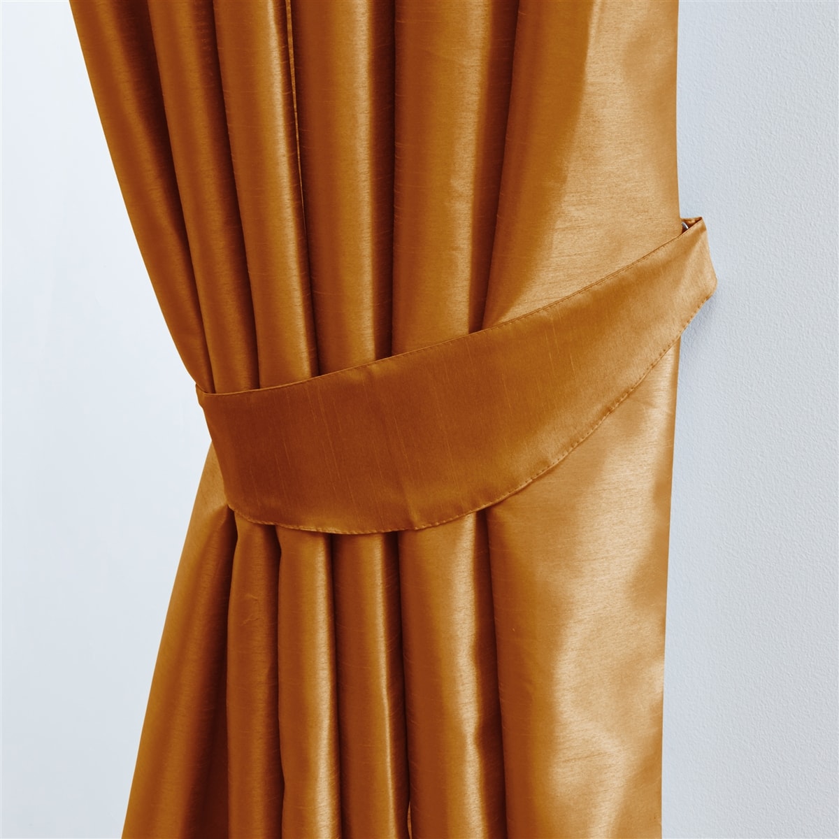 Faux Silk Tape Top Fully Lined Curtains (Orange)