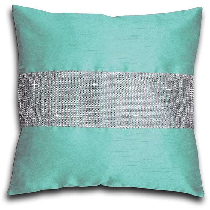 Faux Silk Eyelet Fully Lined Curtains (Duck Egg)
