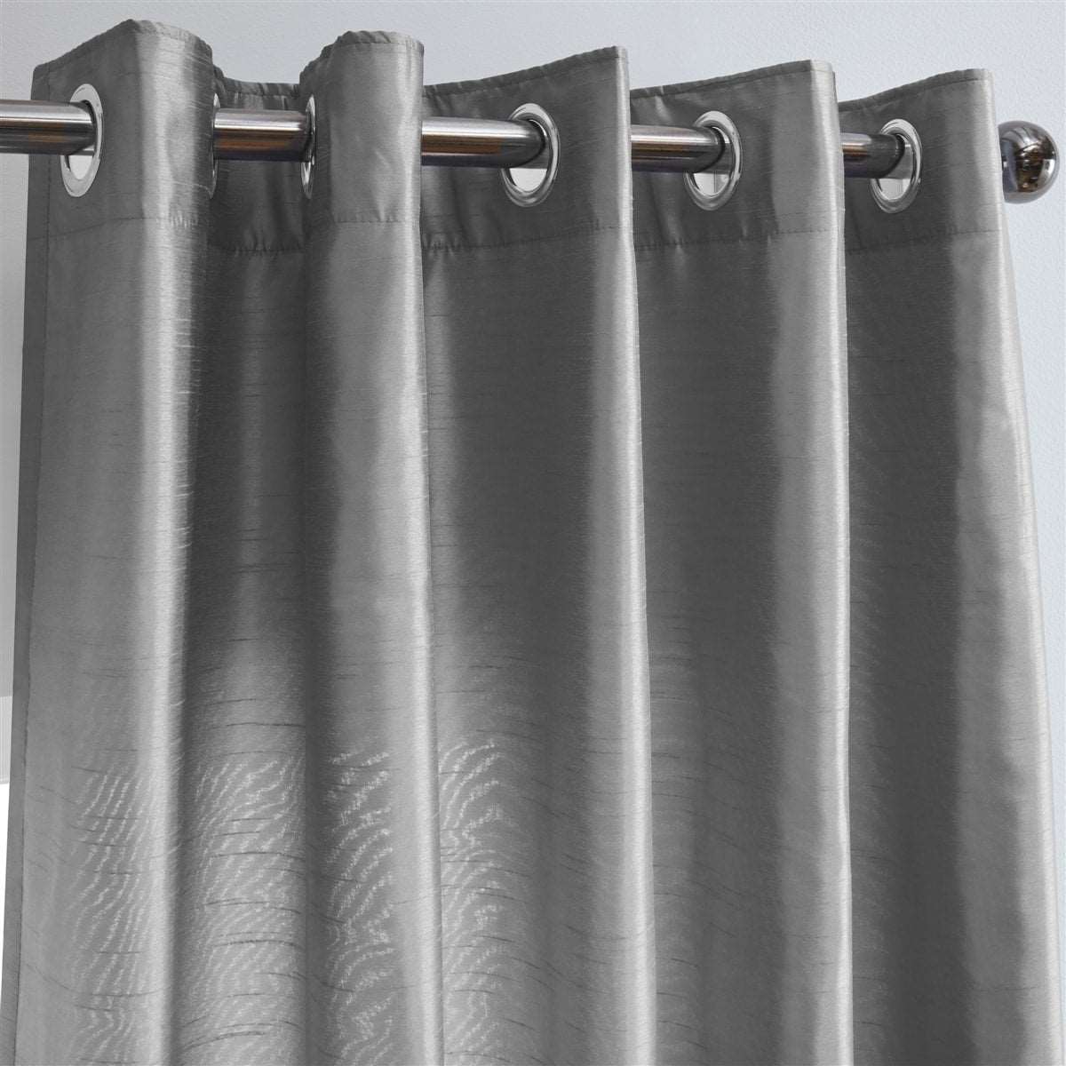 Faux Silk Eyelet Fully Lined Curtains (Grey)