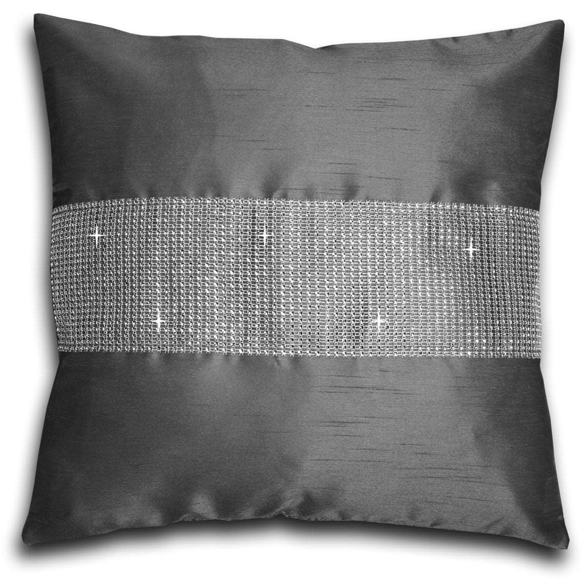 Faux Silk Eyelet Fully Lined Curtains (Grey)