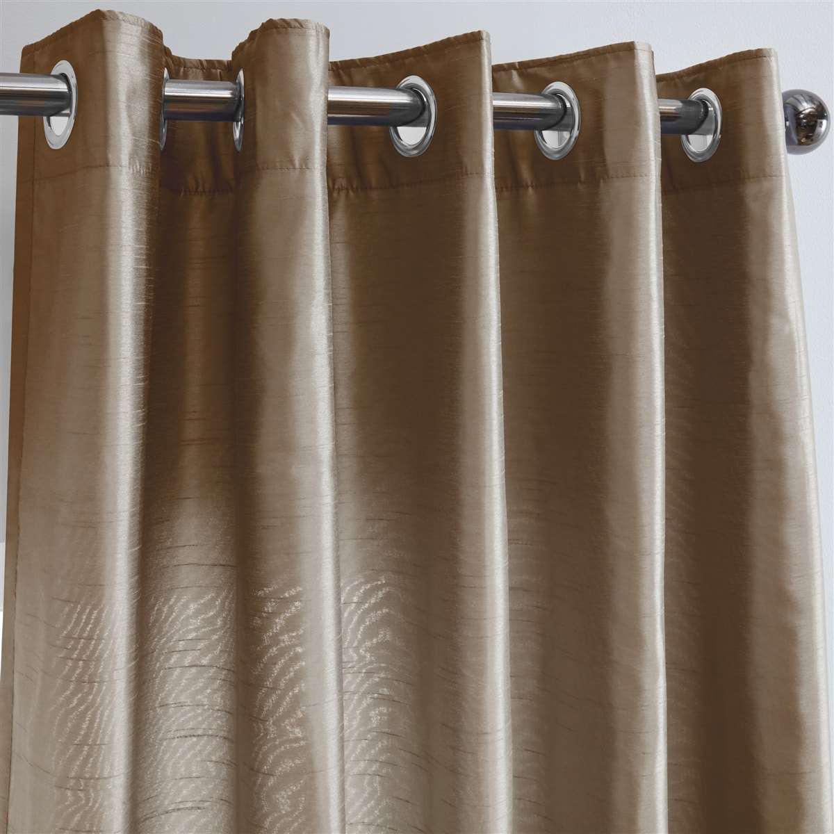 Faux Silk Eyelet Fully Lined Curtains (Mocha)
