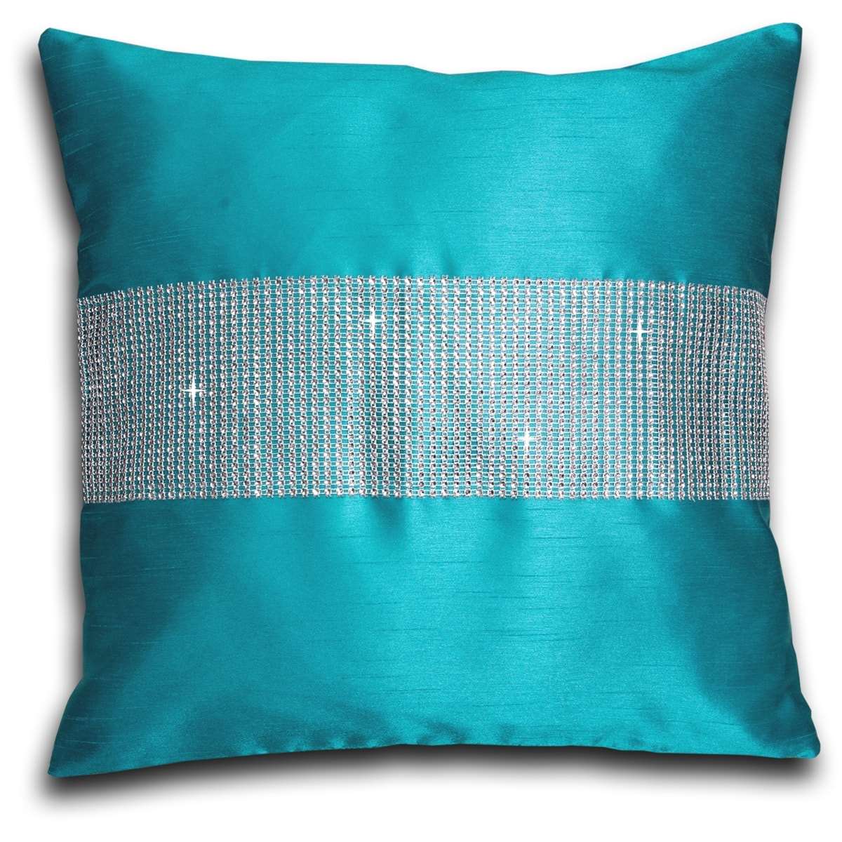 Faux Silk Eyelet Fully Lined Curtains (Teal)