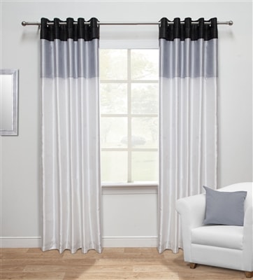 Harmony Ready Made Faux Silk Eyelet Curtains - White