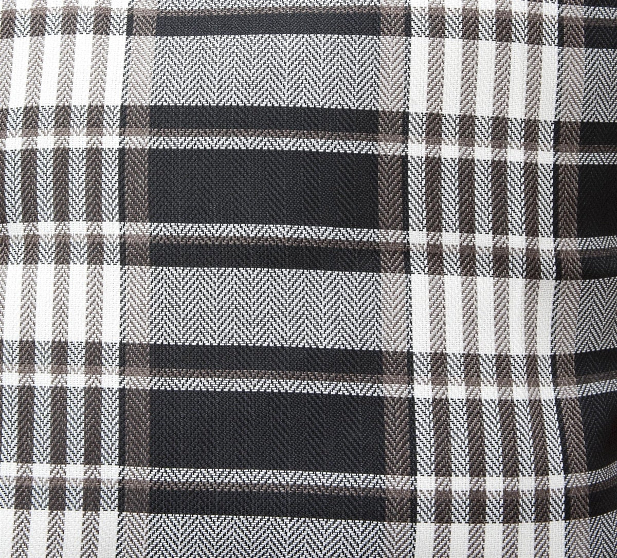 Isla Woven Twill Tartan Check Eyelet Curtain Panel (Black)