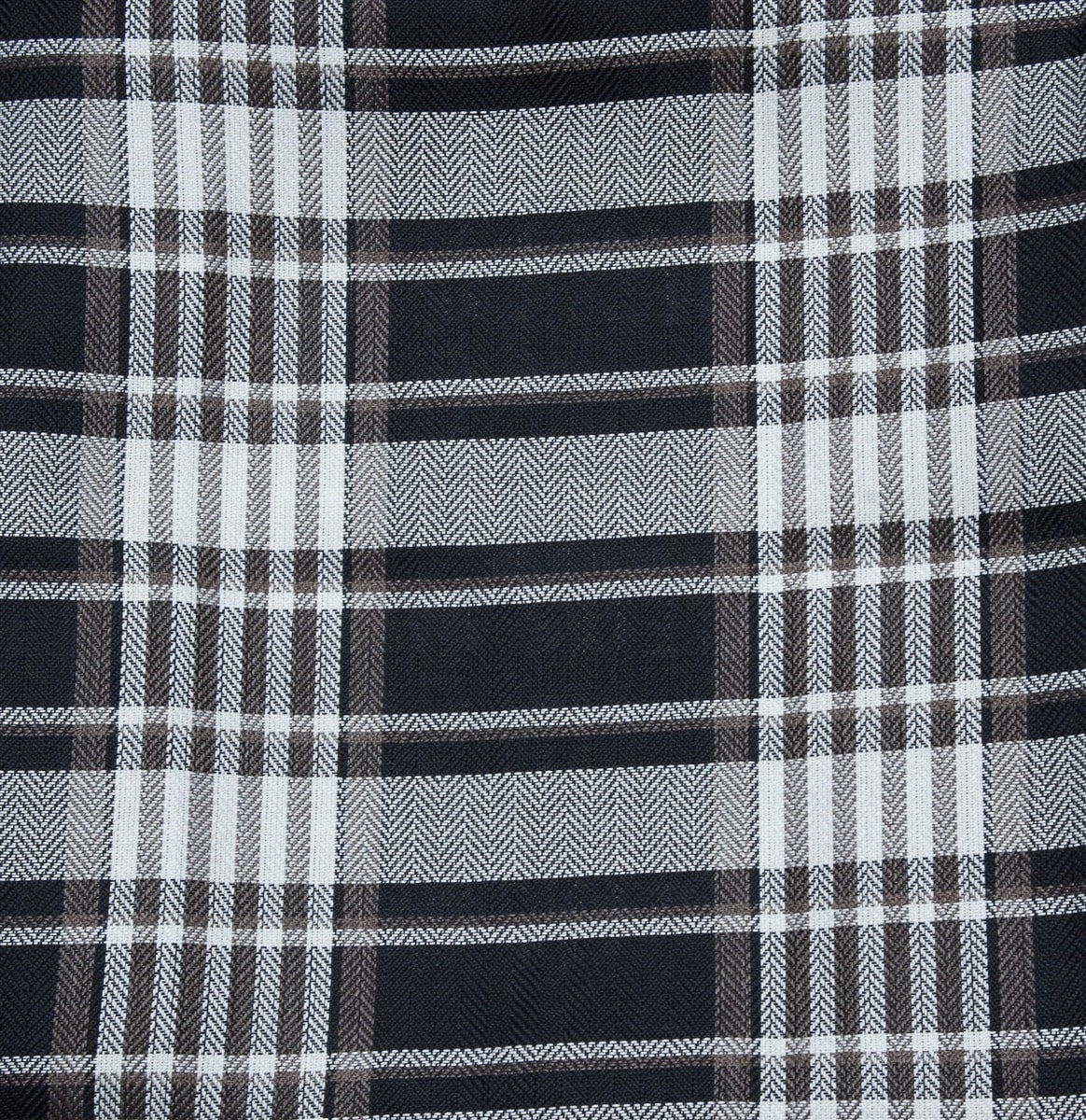 Isla Woven Twill Tartan Check Eyelet Curtain Panel (Black)
