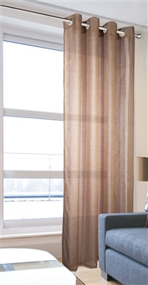 'Leona' Mocha Linen Effect Voile Panel