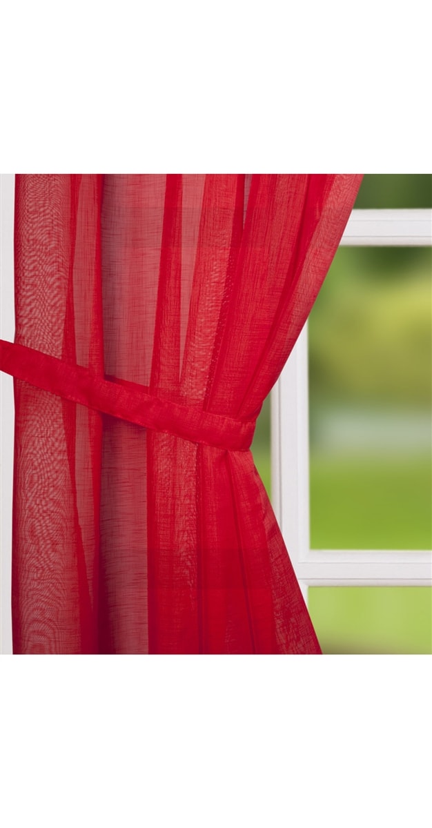 'Leona' Red Linen Effect Voile Panel