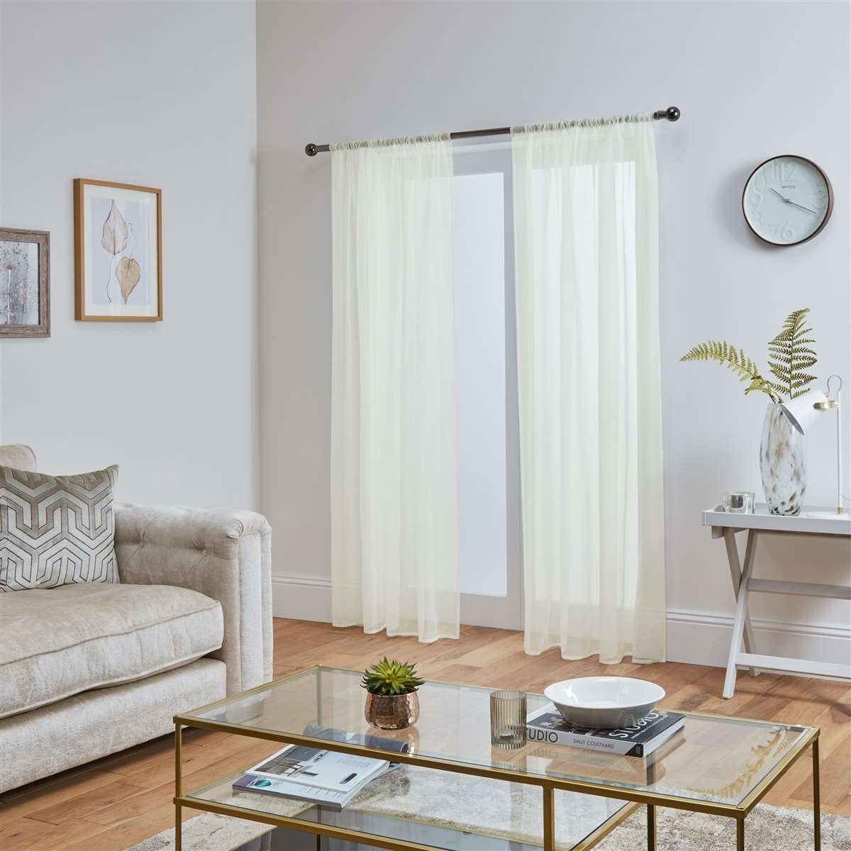 'Lucy Pair' Cream Slot Top Voile Panels
