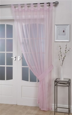 'Opaque' Pastel Pink Tab Top Voile Panel