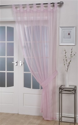 'Opaque' Pastel Pink Tab Top Voile Panel