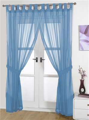 'Opaque Pair' Blue Tab Top Voile Panels