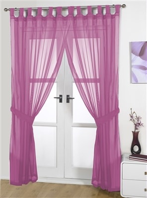 'Opaque Pair' Fuchsia Tab Top Voile Panels