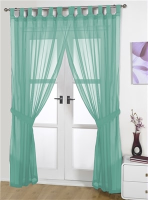 'Opaque Pair' Green Tab Top Voile Panels