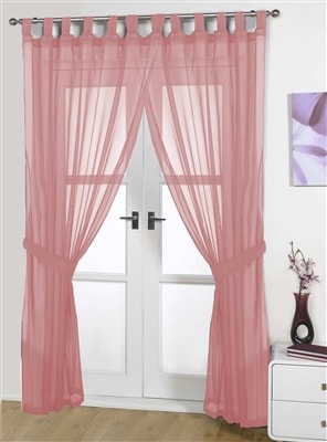 'Opaque Pair' Pink Tab Top Voile Panels