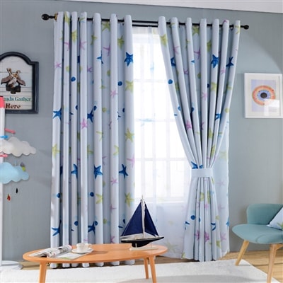 Starfish seashell Blockout Eyelet Curtains - (Blue)