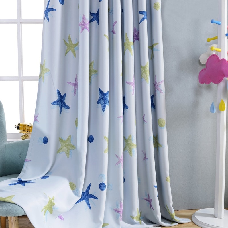 Starfish seashell Blockout Eyelet Curtains - (Blue)