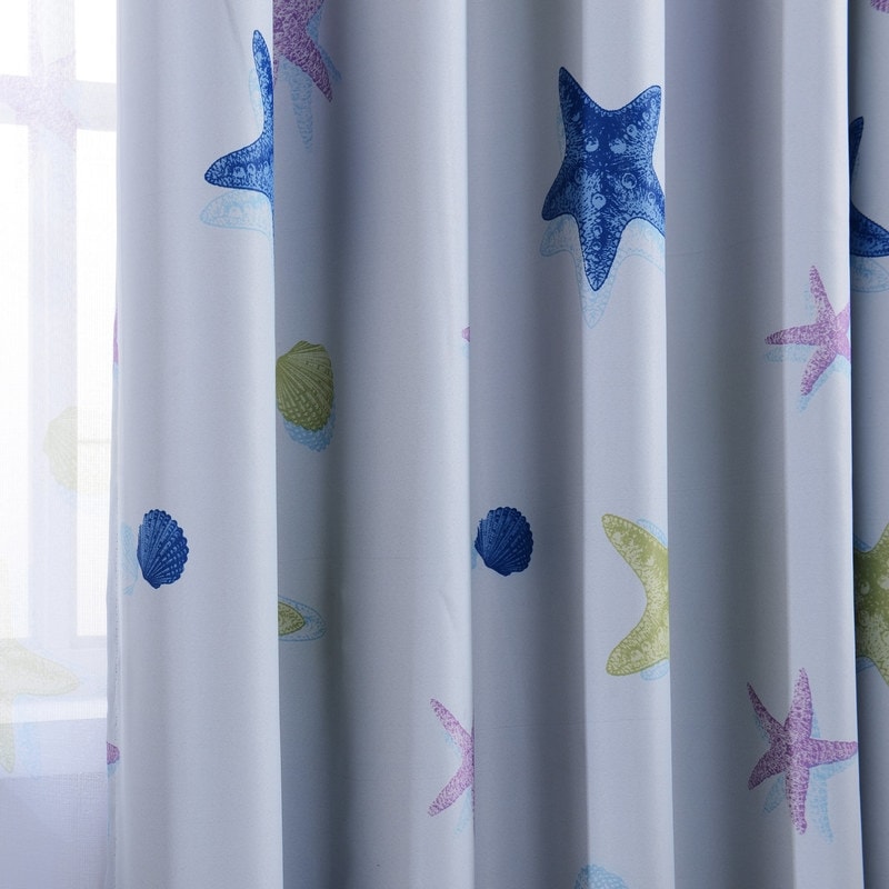Starfish seashell Blockout Eyelet Curtains - (Blue)