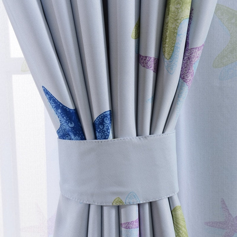 Starfish seashell Blockout Eyelet Curtains - (Blue)