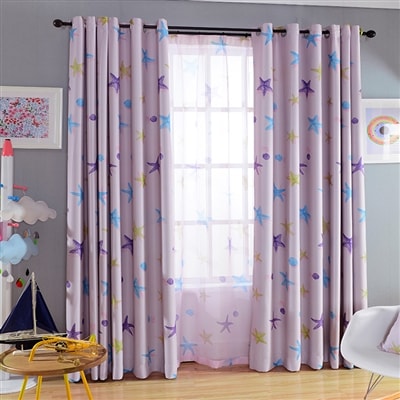Starfish seashell Blockout Eyelet Curtains - (Pink)
