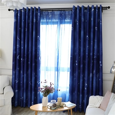 Night Sky Zodiac Blockout Eyelet Curtains - (Blue)