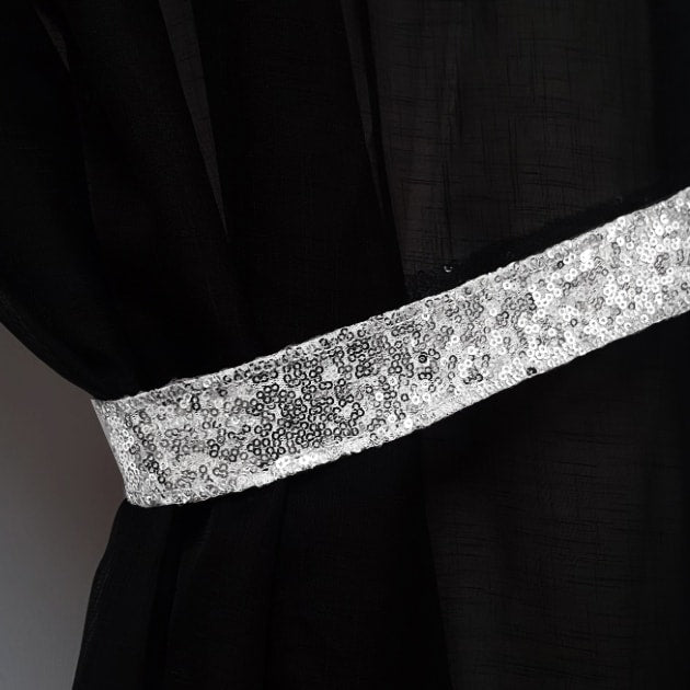 Sparkle Sequin Eyelet Voile Panel (Black)