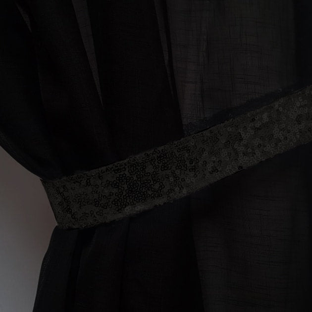 Sparkle Sequin Eyelet Voile Panel (Black)