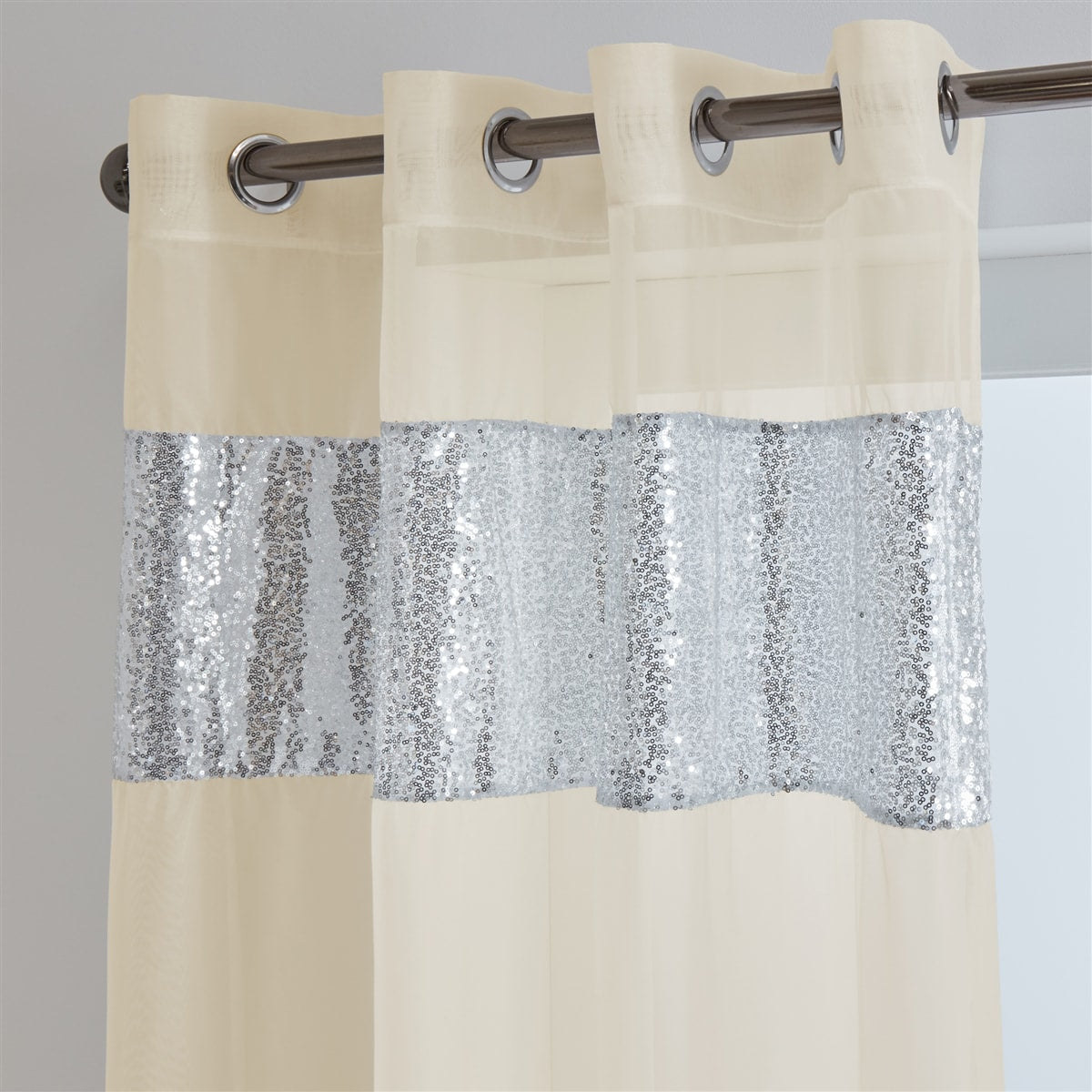 Sparkle Sequin Eyelet Voile Panel (Cream)