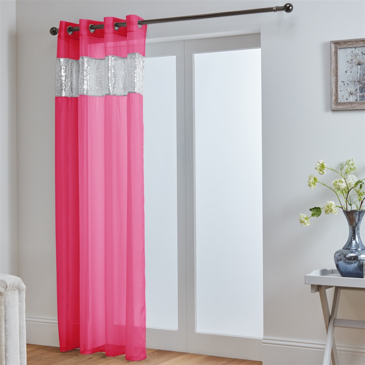 Net Curtains: Single Floral Voile Panel- Pearls- 90 229cm Drop X 57 145cm Wide 1 Detail Net Curtains: Single Floral Voile Panel- Pearls- 90 229cm Drop X 57 145cm Wide 1 Detail