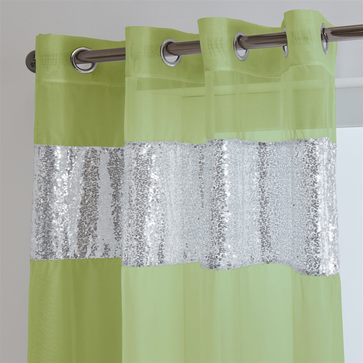 Sparkle Sequin Eyelet Voile Panel (Lime)